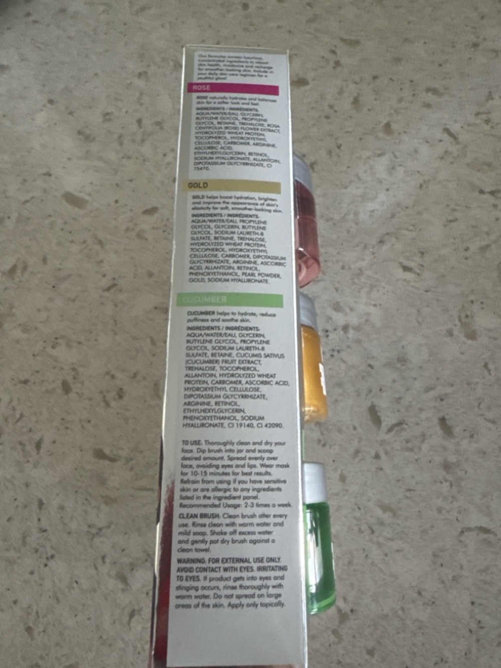 3-Pack Gel Face Mask Set + Applicator Brush | Rose Gold Cucumber Spa Kit - Picture 5 of 5